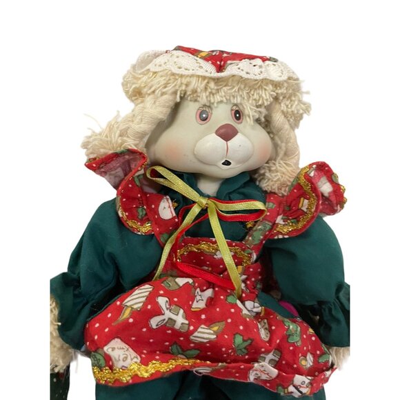 House Of Lloyd Christmas Bunny Dolls Christmas Around 12" Green Red White - Picture 3 of 13